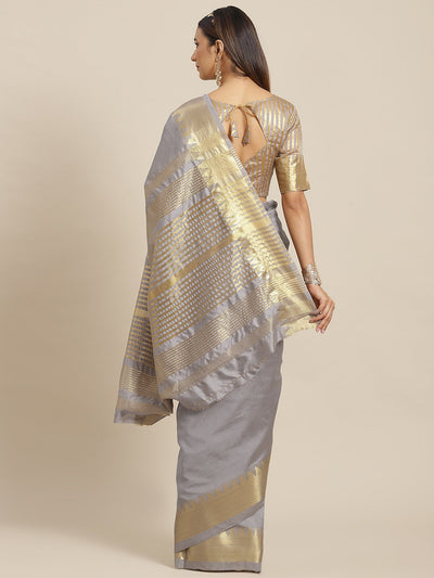 Indyancart RV Women's Assam Silk With Golden Broad Border Saree  ( KVD1718 )