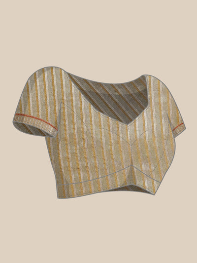 Indyancart RV Women's Elegant Cotton Silk Linen Saree with Designer Golden Border ( KVD1744 )