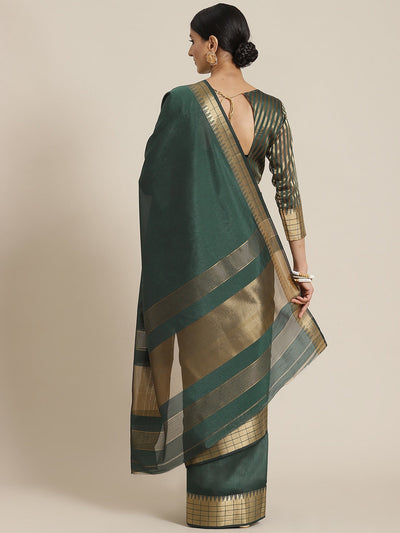 Indyancart RV Women's Elegant Assam Silk Printed Saree with Golden Zari Temple Border