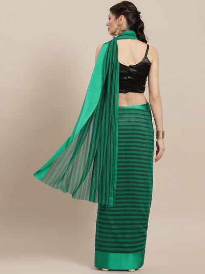 Indyancart RV Women's Elegant Silk Blend Saree with Silver Zari Weaving Stripes With Blouse ( KVD1791 )