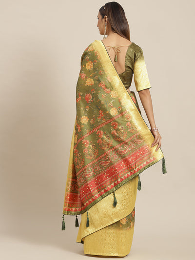 Indyancart RV Women's Banasari jari iWeaving Silk Saree With Matching Blouse ( KVD1793 )
