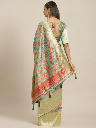 Indyancart RV Women's Banasari jari iWeaving Silk Saree With Matching Blouse ( KVD1795 )