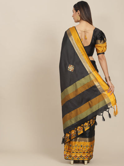 Indyancart RV Women's Exquisite Aangi Cotton Silk Saree with Multi-Color Thread & Sequins Embroidery With Blouse ( KVD1820 )