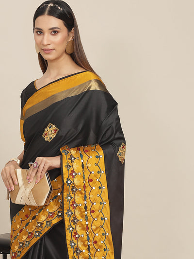Indyancart RV Women's Exquisite Aangi Cotton Silk Saree with Multi-Color Thread & Sequins Embroidery With Blouse ( KVD1820 )