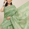 Indyancart RV Women's Elegant Linen Blend Cotton Block Print Saree with Matching Blouse
 ( KVD1832 )