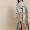 Dhiyona RV Women's Elegant Soft Cotton Silk Saree with Thread Floral Embroidery & Golden Border With Blouse ( KVD1844 )