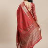 Indyancart RV Women's Elegant Soft Cotton Silk Saree with Thread Floral Embroidery & Golden Border With Blouse ( KVD1845 )