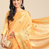 Indyancart RV Women's Elegant Assam Cotton Silk Embroidered Saree with Temple Contrast Border  ( KVD1896 )