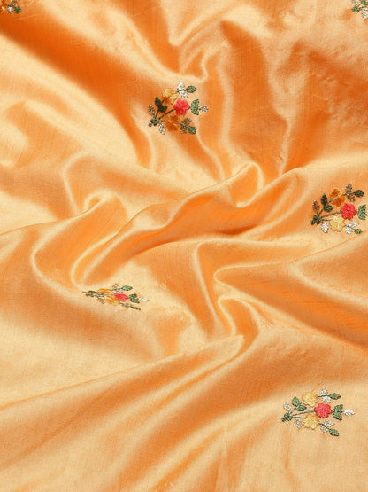 Indyancart RV Women's Elegant Assam Cotton Silk Embroidered Saree with Temple Contrast Border  ( KVD1896 )