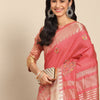 Dhiyona RV Women's Elegant Assam Cotton Silk Embroidered Saree with Temple Contrast Border  ( KVD1898 )