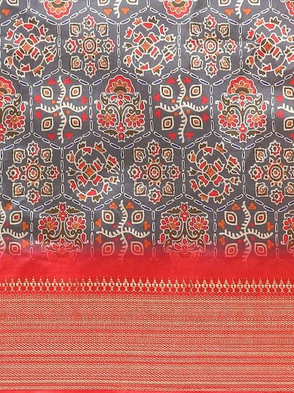 Dhiyona RV Women's Luxurious Banarasi Silk Digital Print Saree with Zari Woven Rich Pallu With Blouse ( KVD1907 )