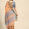Dhiyona RV Women's Graceful Linen Cotton Saree with Elegant Thread Embroidery With Blouse ( KVD1916 )