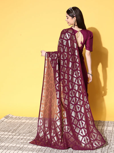 Indyancart RV Women's Premium Georgette Sequins Embroidered Saree with Banglori Silk Blouse ( KVD1924 )
