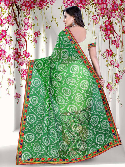 Indyancart RV Women's Floral Embroidery Georgette Saree with Blouse ( KVD193 )