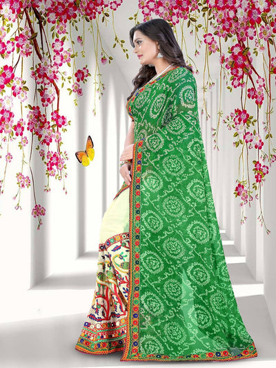 Indyancart RV Women's Floral Embroidery Georgette Saree with Blouse ( KVD193 )