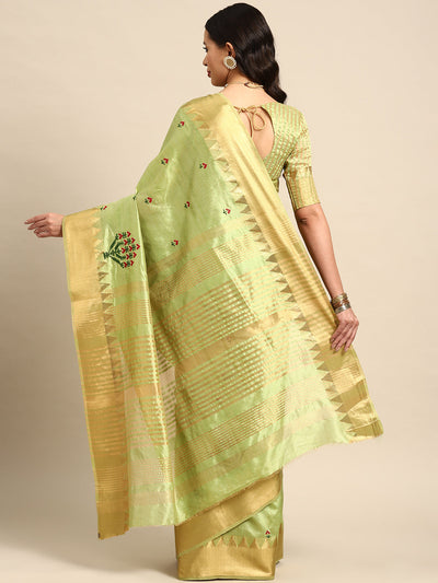 Indyancart RV Women's Assam Silk Colorful Thread Embroidered Saree ( KVD1932 )