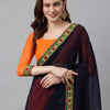 Dhiyona RV Women's Designer Half & Half Georgette Embroidery Work Saree With Blouse ( KVD2 )