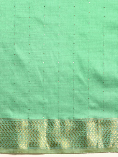 Indyancart RV Women's Designer Assam Cotton Silk Saree with Golden Border & Sequins Weaving With Blouse ( KVD2012 )