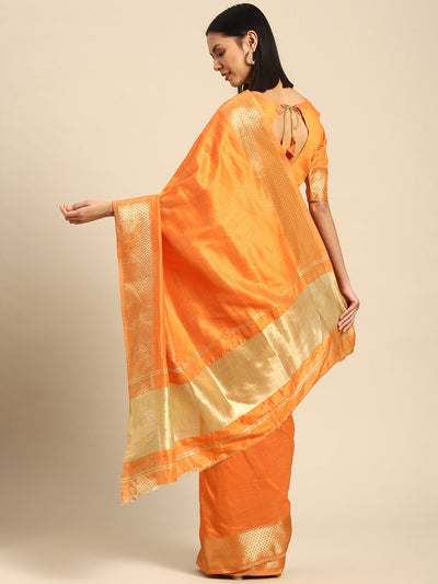 Indyancart RV Women's Designer Assam Cotton Silk Saree with Golden Border & Sequins Weaving With Blouse ( KVD2015 )