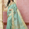 Dhiyona RV Women's Elegant Assam Cotton Silk Saree with Colorful Thread Embroidery & Temple Border With Blouse ( KVD2045 )
