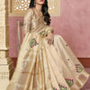 Dhiyona RV Women's Elegant Assam Cotton Silk Saree with Colorful Thread Embroidery & Temple Border With Blouse ( KVD2046 )