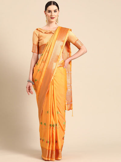 Indyancart RV Women's Soft Cotton Silk With Colourful Thread Embroidery Saree With Blouse ( KVD2064 )
