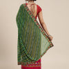 Dhiyona RV Women's half and half bandhani pallu Green and Pink color saree ( KVD208 )