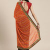 Dhiyona RV Women's half and half bandhani pallu Orange  and Navy Blue color saree ( KVD209 )