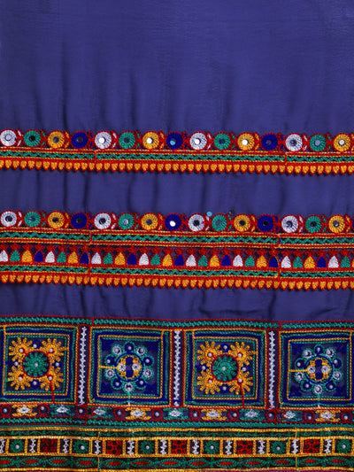 Indyancart RV Women's half and half bandhani pallu Orange  and Navy Blue color saree ( KVD209 )