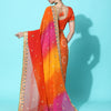 Dhiyona RV Women's Soft Pure Georgette With Bhandhani Print With Heavy Lace Saree With Blouse ( KVD2099 )