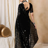Dhiyona RV Women's Elegant Black Sequins Embroidered Georgette Saree with Matching Blouse ( KVD2110 )