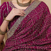 Indyancart RV Women's Wine Bandhej Print Georgette Dola Saree with Sequins Embroidered Banglori Silk Blouse ( KVD2115 )
