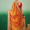 Dhiyona RV Women's Soft Mose Chiffon With Bhandhani Print With Heavy Lace Saree With Blouse ( KVD2129 )
