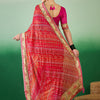 Dhiyona RV Women's Soft Mose Chiffon With Bhandhani Print With Heavy Lace Saree With Blouse ( KVD2130 )