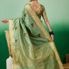 Dhiyona RV Women's Assam Cotton Silk Saree with Multi Thread Embroidery & Zari Temple Border With Blouse ( KVD2136 )