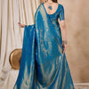 Dhiyona RV Women's Traditional Kanjivaram Silk Saree with Golden Zari Woven Border With Blouse ( KVD2141 )