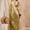 Dhiyona RV Women's Elegant Organza Golden Zari Woven Saree with Matching Blouse ( KVD2148 )