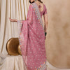 Indyancart RV Women's Silk Organza Fabric With Multi Thread Embroidery Border Saree  ( KVD2151 )