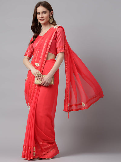 Indyancart RV Women's Elegant Printed Georgette Saree with Unstitched Blouse ( KVD276 )
