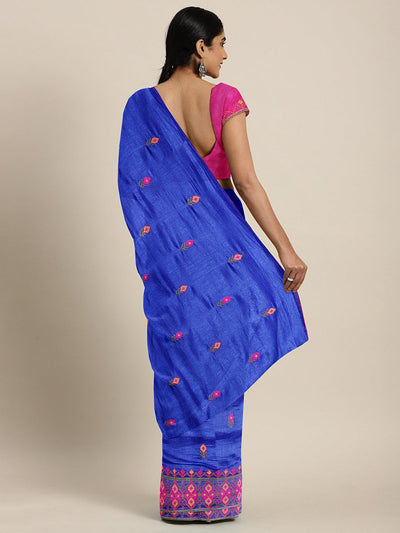 Indyancart RV Women's Georgette Thread Embroidered border Party/casual Wear Saree (KVD585)