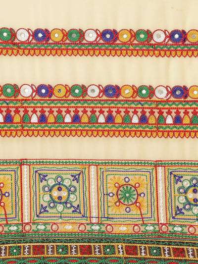 Indyancart RV Women's Georgette With heavy Kutchi Embroidered Work Saree ( KVD713 )