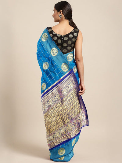 Indyancart RV Women's Banarasi Cotton Silk With Zari weaving  Saree  ( KVD908 )