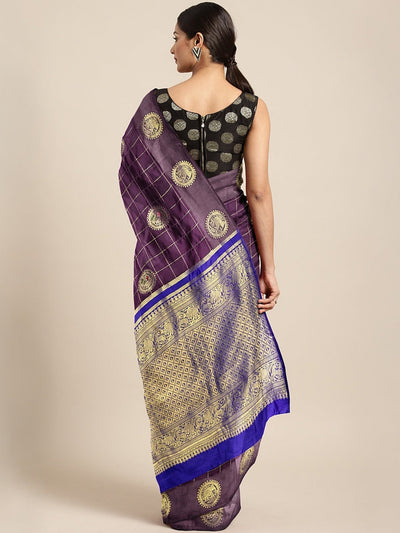 Indyancart RV Women's Banarasi Cotton Silk With Zari weaving  Saree  ( KVD909 )