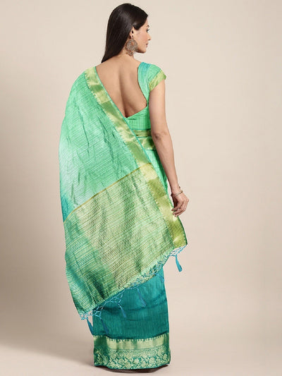Indyancart RV Women's Banarasi Silk With Silver and Golden Jacquard Print Saree  ( KVD914 )