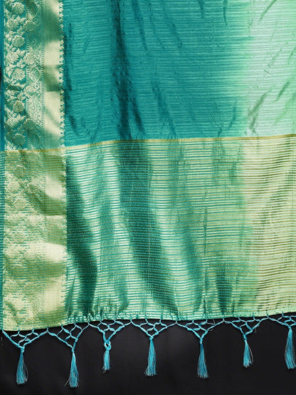Dhiyona RV Women's Banarasi Silk With Silver and Golden Jacquard Print Saree  ( KVD914 )