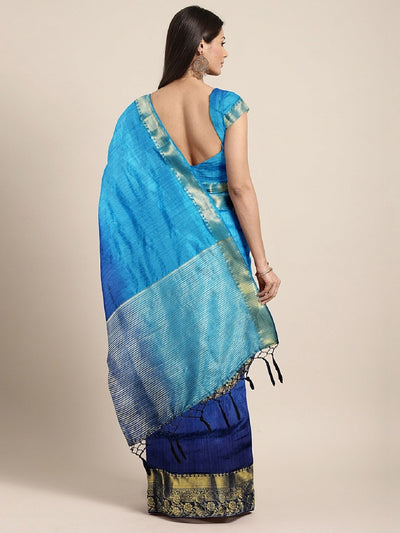 Indyancart RV Women's Banarasi Silk With Silver and Golden Jacquard Print Saree  ( KVD916 )