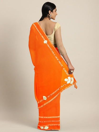 Indyancart RV Women's Elegant Printed Georgette Saree with Unstitched Blouse ( KVD939 )