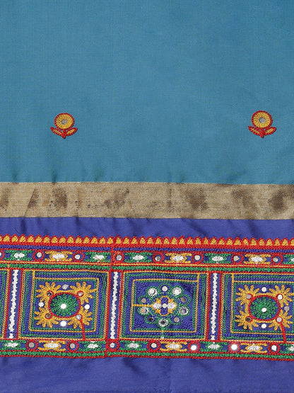 Indyancart RV Women's Designer Cotton Silk Embroidered Saree with Heavy Border ( KVD954 )