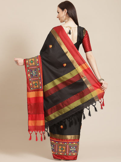 Indyancart RV Women's Designer Cotton Silk Embroidered Saree with Heavy Border ( KVD956 )