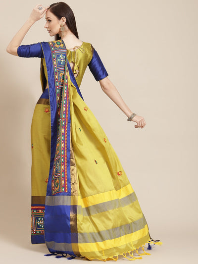 Indyancart RV Women's Designer Cotton Silk Embroidered Saree with Heavy Border ( KVD957 )